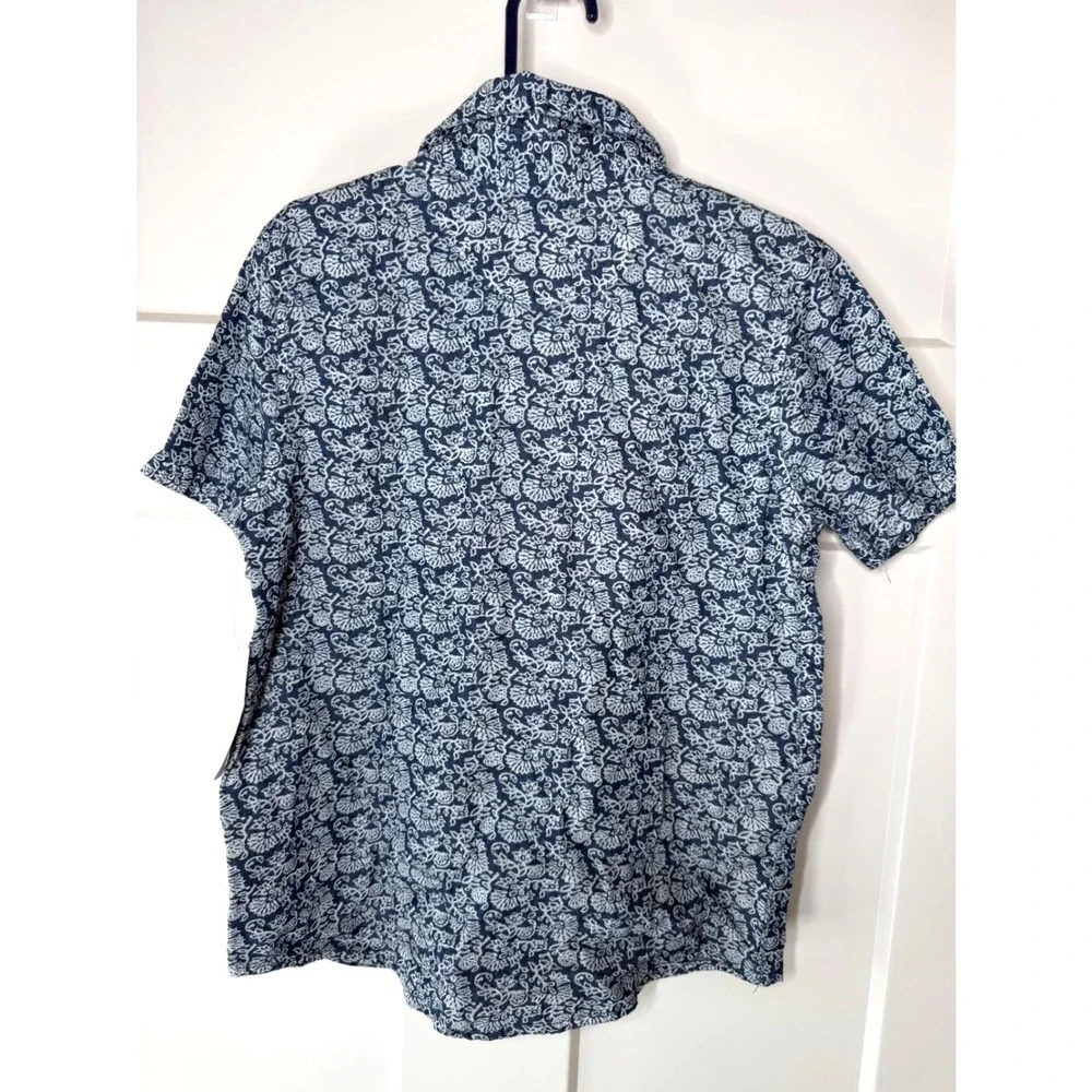 Weatherproof Vintage Boys Navy White Floral Paisley Button Down Shirt Size 6 NWT